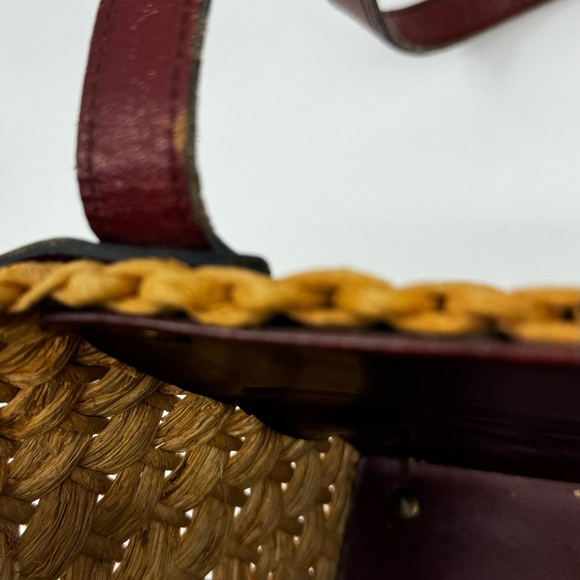 RARE Vintage 60s/70s ETIENNE AIGNER Handmade Straw Leather Satchel Handbag - Picture 11 of 14